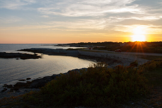 Beautiful sunset in the shore of Newport, Rhode Island, USA