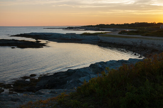 Beautiful sunset in the shore of Newport, Rhode Island, USA