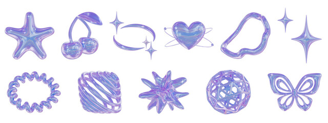 Y2K ホログラム 3D イラスセット	