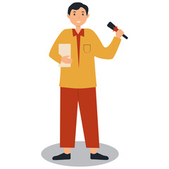 Journalist People Illustration with Cartoon Design. Isolated Vector Character.