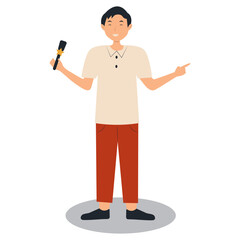 Journalist People Illustration with Cartoon Design. Isolated Vector Character.