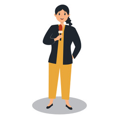 Journalist People Illustration with Cartoon Design. Isolated Vector Character.