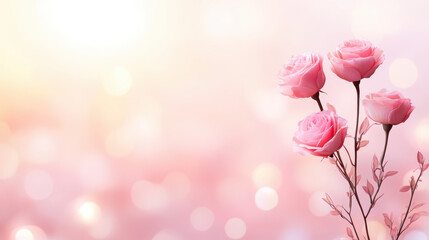 Obraz premium Soft pink roses with dreamy pastel background create serene atmosphere
