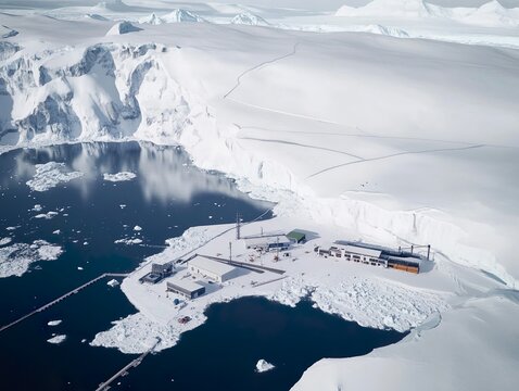 Antarctica research station created by generative AI