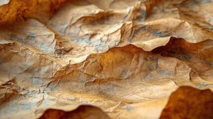 Close-up view of crumpled textured paper showcasing intricate patterns and colors
