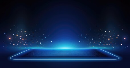 Obraz premium Abstract beautiful digital background with glowing dots and empty text box for design, vector illustration. Big data technology concept.