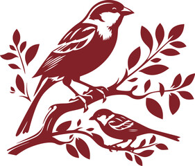 Two birds perched on a branch.