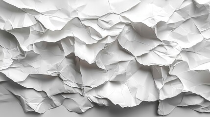Crumpled White Paper Texture with Shadows, Ideal for Backgrounds and Abstract Designs