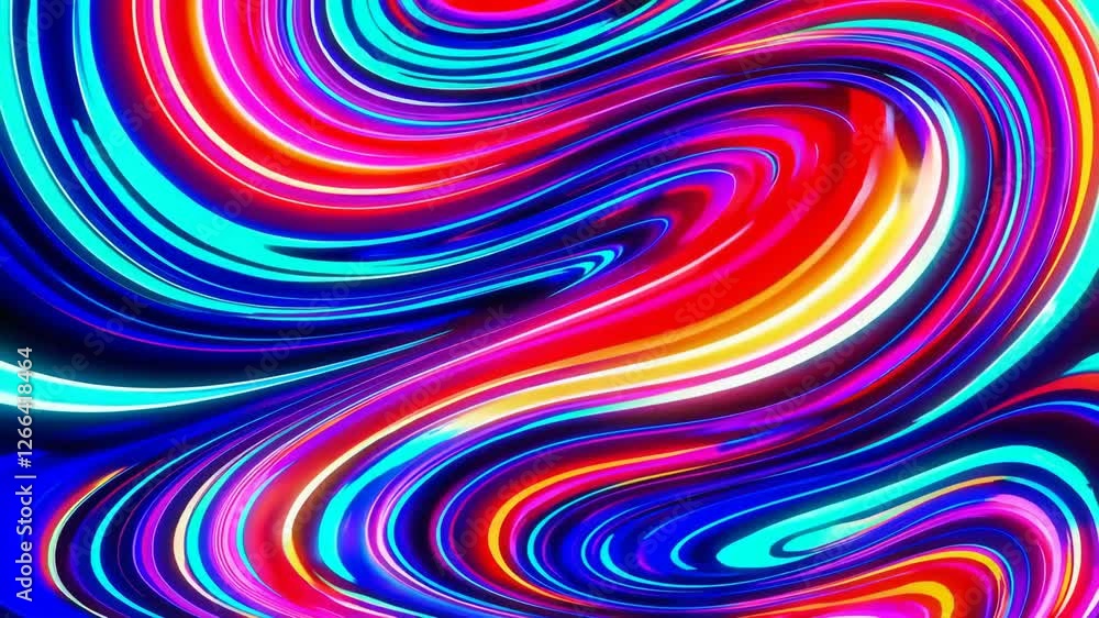 Poster colorful swirling abstract pattern with vibrant neon hues, dynamic flow. modern psychedelic art conc