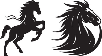 Two horse silhouettes, one rearing.