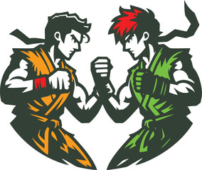 Two martial artists facing off.