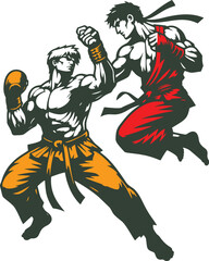 Two martial artists fighting. (1)