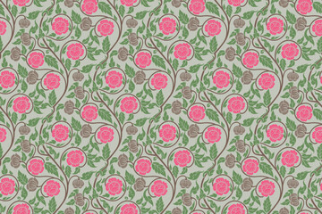 seamless floral pattern in damask style motifs suitable wrapping cover print for wallpaper, curtain, cloth, blanket, textile, tiles and fabric design isolated illustration vector.