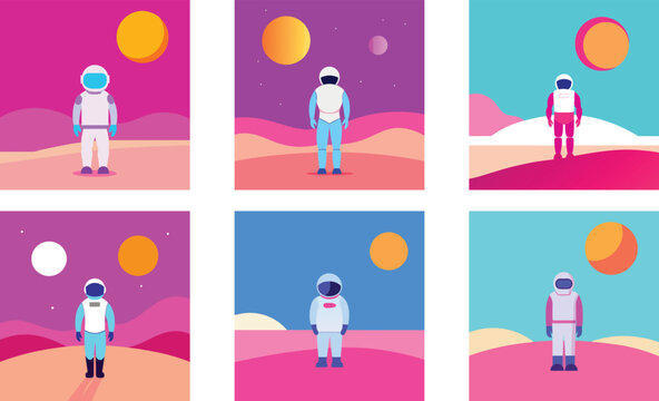 a futuristic astronaut standing on a pink sand bea 