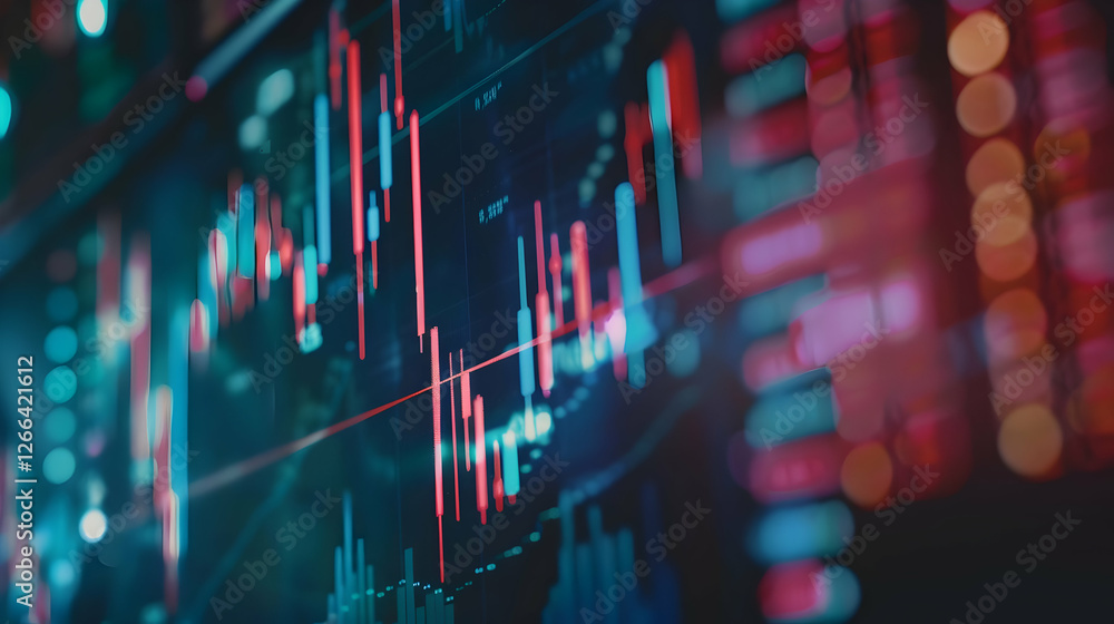 Poster abstract financial data visualization with dynamic charts and graphs