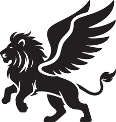 Winged lion silhouette.