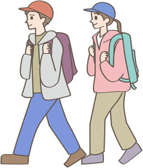 ハイキングする人々