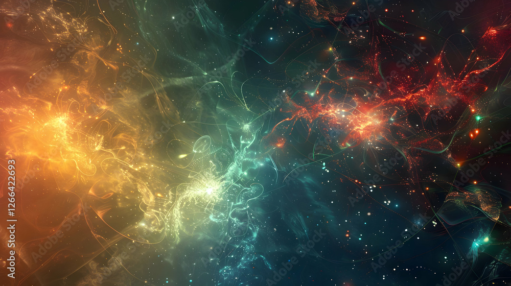 Poster abstract cosmic background with colorful swirls and starry texture