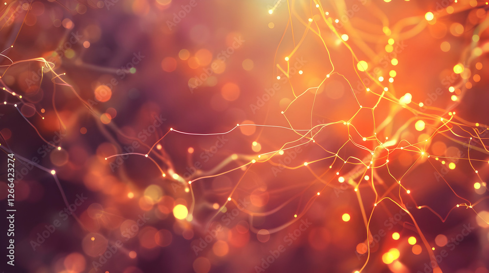Poster abstract glowing lines and bokeh lights create a vibrant digital background