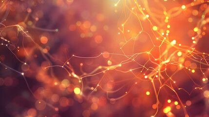 Abstract glowing lines and bokeh lights create a vibrant digital background