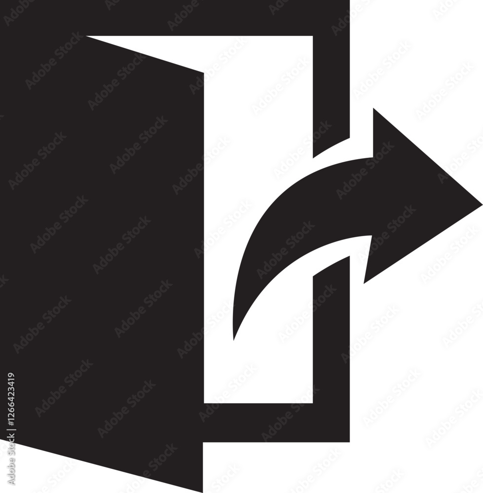Poster exit icon in trendy flat design. arrow and door vector exit symbol. log out sign. doorway sign eleme