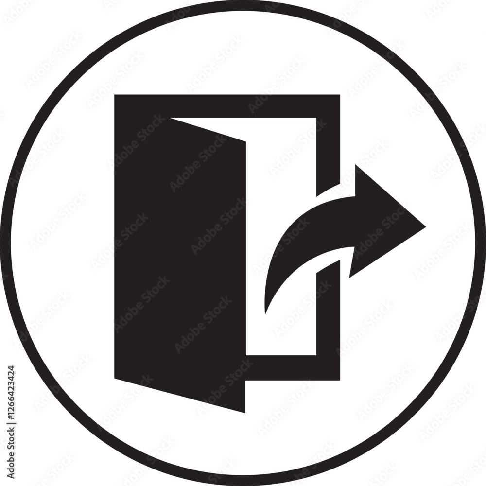 Poster exit icon in trendy flat design. arrow and door vector exit symbol. log out sign. doorway sign eleme
