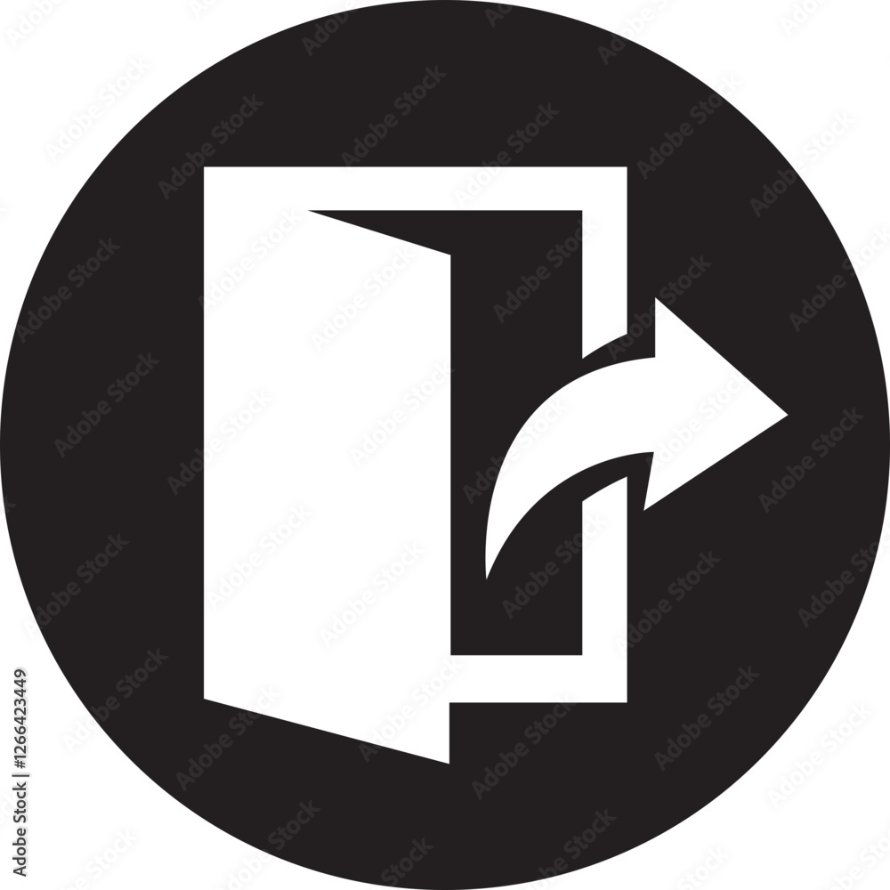 Poster exit icon in trendy flat design. arrow and door vector exit symbol. log out sign. doorway sign eleme