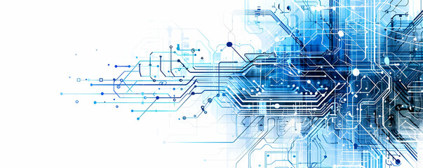 Fototapeta premium Abstract technology background with circuit patterns and blue tones