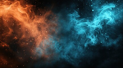 Abstract fire and ice smoke background for contrasting themes in presentations or web design