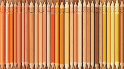 Color gradient of sharpened colored pencils arranged on wood -ai