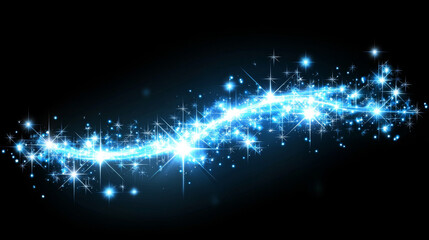 Celestial blue sparkle trail: a shimmering wave of light and stars -ai