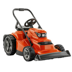Obraz premium Isolated Orange Mower with Wheels on Transparent background Perfect for Gardening and Landscaping Needs