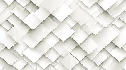 Fototapeta premium Abstract white geometric pattern; overlapping squares, subtle shadows -ai
