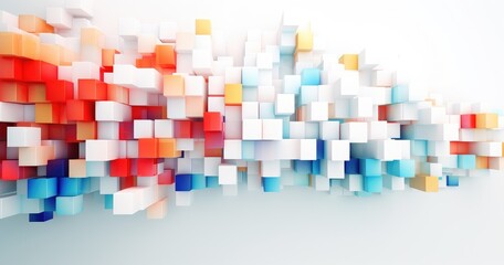 Abstract beautiful random background with squares and blocks, minimalistic design. The geometric pattern is made of soft paper cutouts, creating an elegant wall art piece for digital or print applicat