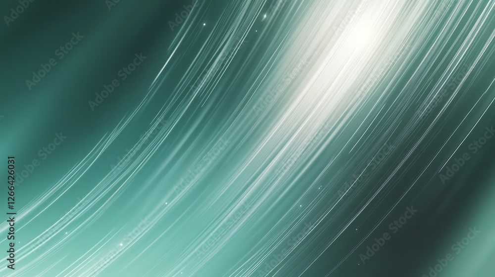 Poster abstract light streaks on teal gradient background with soft glow