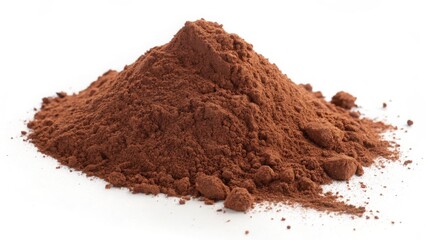 Cocoa powder heap on white background