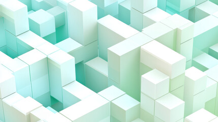 Naklejka premium Abstract pastel cube city Interlocking shapes, soft gradient -ai