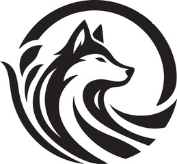 Wolf head in a circular design.