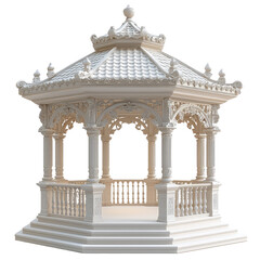 Obraz premium Isolated White Garden Pavilion with Intricate Design on a Clean Transparent background for High-Quality Stock Photography