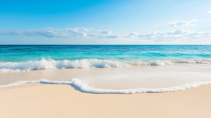 Fototapeta premium serene beach scene with gentle waves lapping at shore