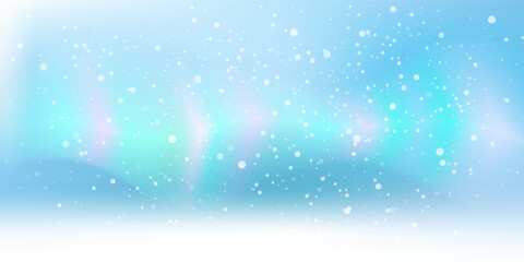 winter snow with aurora vector background.