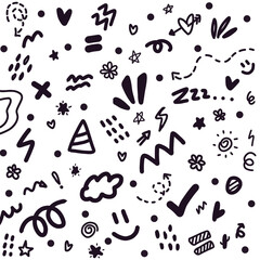 black doodles abstract illustration pattern transparent