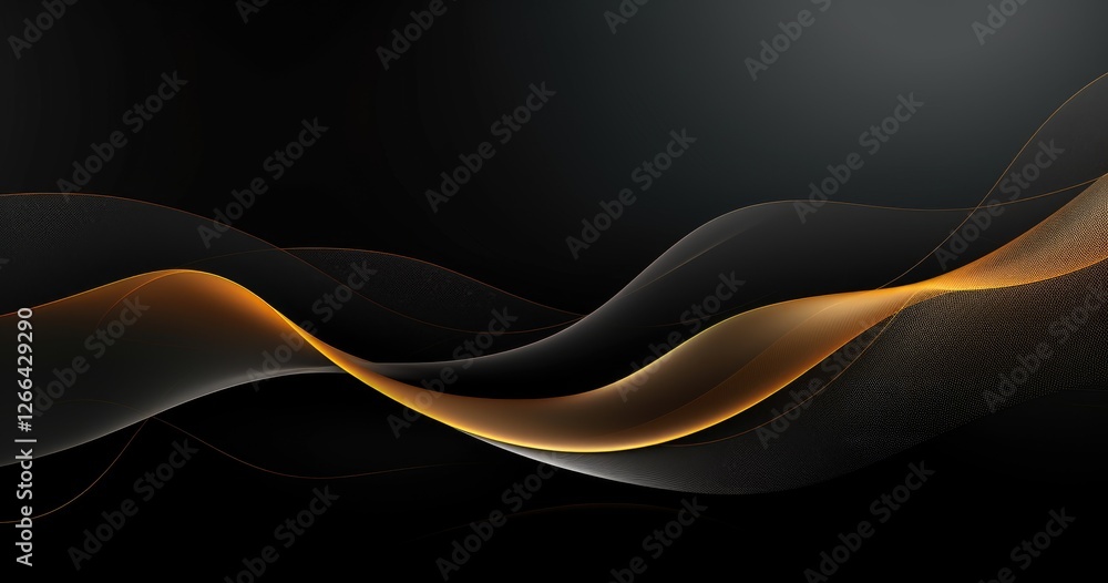 Poster abstract beautiful color background with waves, golden lines for an elegant design template
