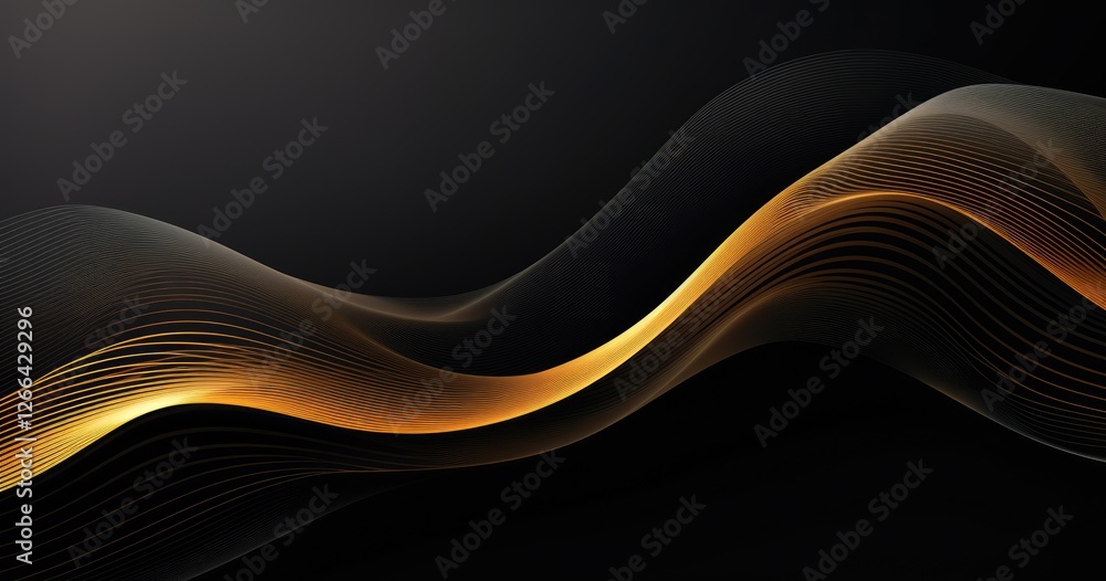 Poster abstract beautiful color background with waves, golden lines for an elegant design template