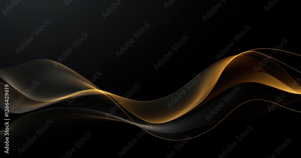 Poster abstract beautiful color background with waves, golden lines for an elegant design template