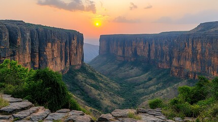 Sunset canyon landscape, Africa