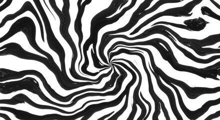 Abstract Swirling Black and White Painting