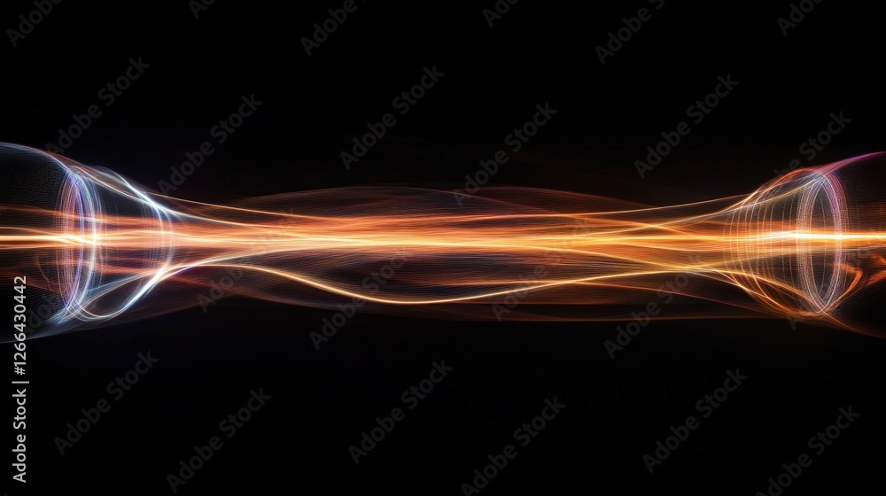 Poster vibrant lines of light flowing through space in abstract design