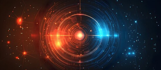 Futuristic Circular Interface with Dual Color Glowing Energy