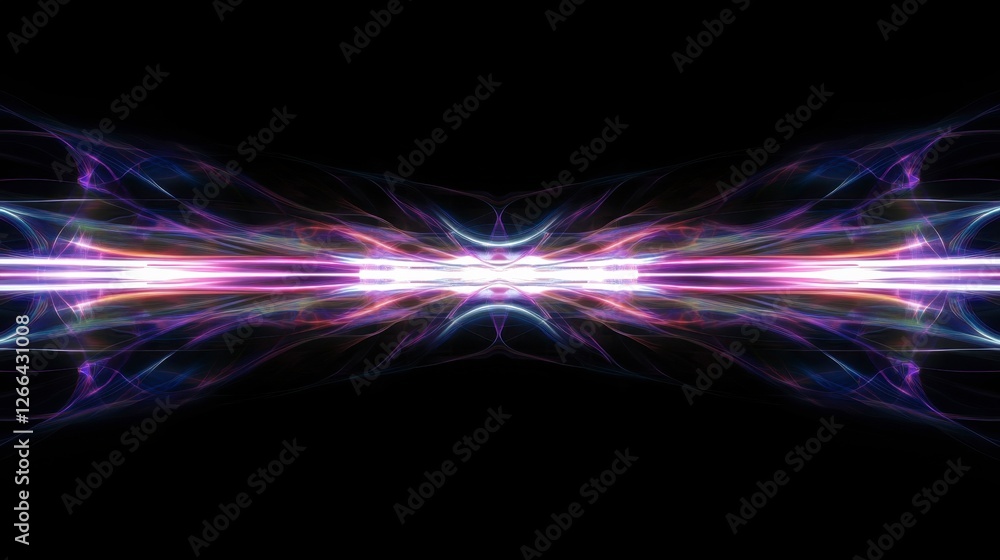 Poster vibrant abstract light rays in spectrum of color on black background